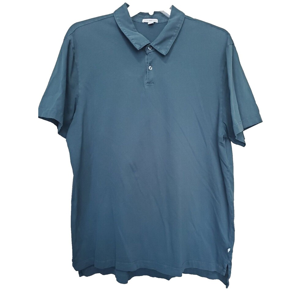 Standard James Perse Men's Dark Teal Supima Cotton Short Sleeve Polo Shirt 5 XXL